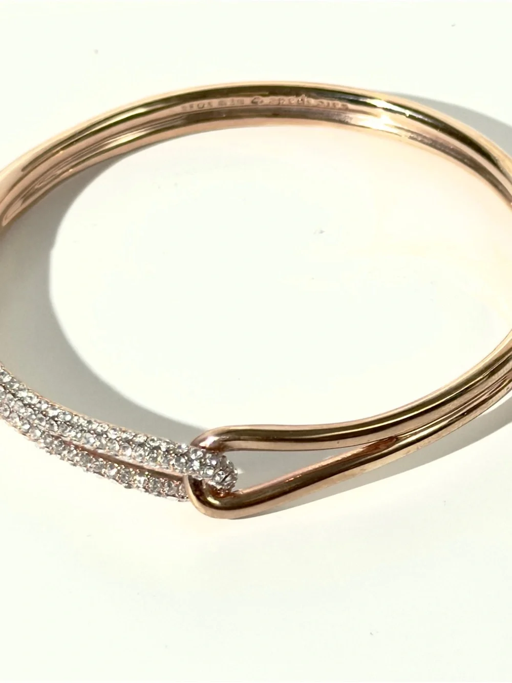 Kate Spade ♠️ All Tied Up Rose Gold Tone Pavé Crystal Knot Hinge Bangle Bracelet
